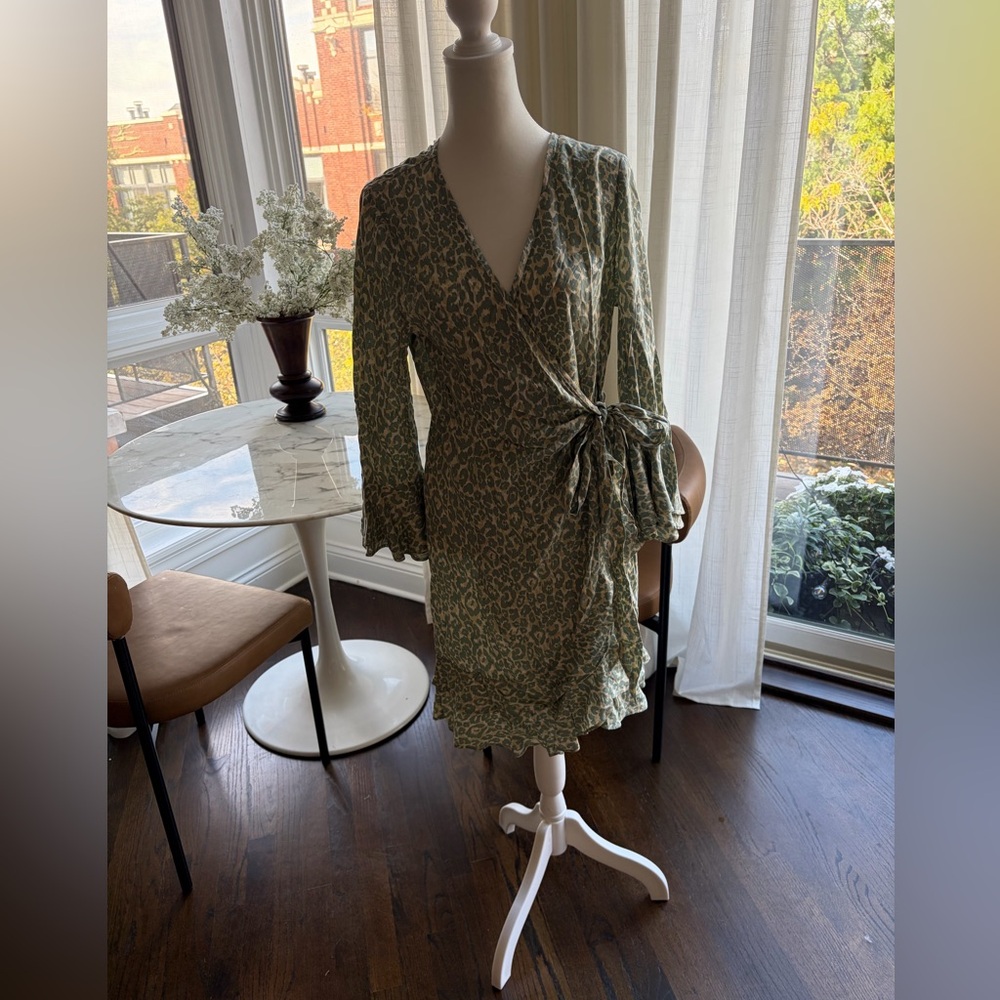 Aspiga Wrap Dress in Sage Green with Tie Waist